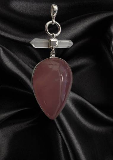 Rose Quartz Pendant with Quartz Point